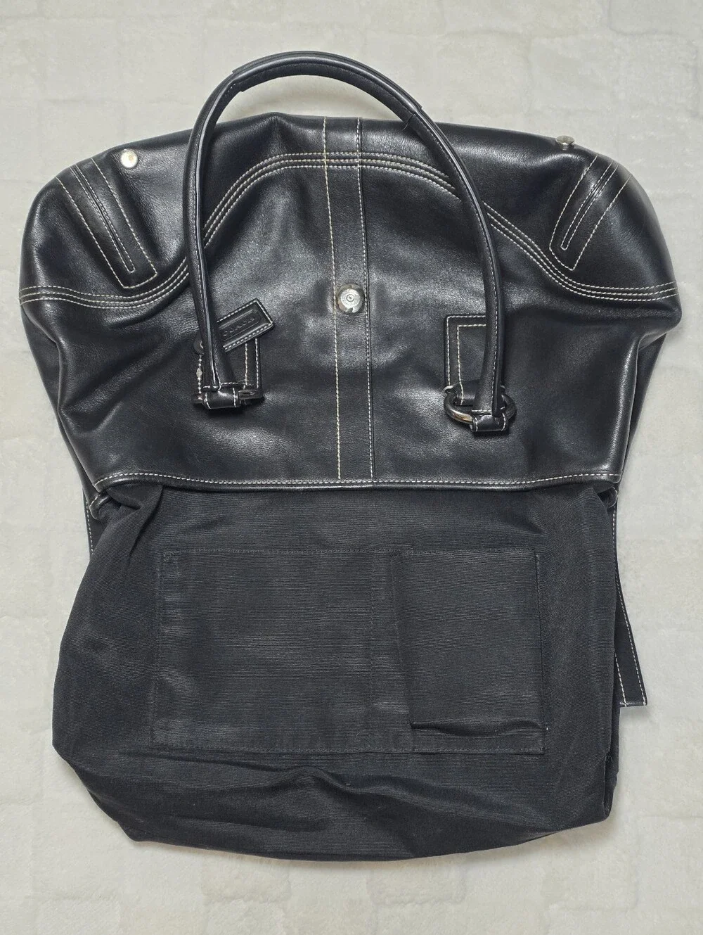 VINTAGE COACH HAMPTON SOHO FLAP SATCHEL BLACK LEATHER + SILVER HARDWARE (8A11)